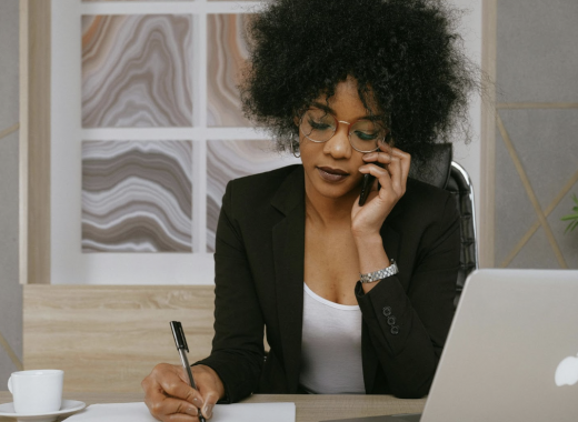 African American Woman Talking on a Smartphone